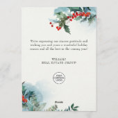 Carte de vœux d'entreprise de Noël Elegant Holly D (Dos)