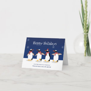 Carte de vœux d'entreprise de Noël Manchots Écharp