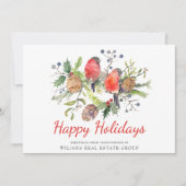 Carte de vœux d'entreprise de Noël oiseau rouge aq (Devant)