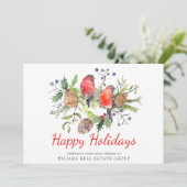 Carte de vœux d'entreprise de Noël oiseau rouge aq (Debout devant)