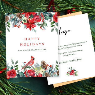 Carte de vœux d'entreprise florale d'hiver de budg