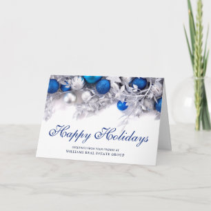 Carte de vœux d'entreprise Ornement de Noël Bleu A