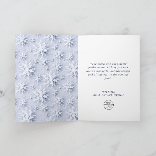 Carte de vœux d'entreprise pour Noël avec flocon d (Intérieur)