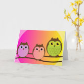 Carte de voeux des Chouettes (Fleur jaune)