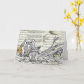 Carte de voeux des hiboux 22 (Fleur jaune)