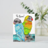 Carte de voeux des Inséparables de perroquets colo (Debout devant)