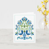 Carte de voeux des oiseaux bleus hongrois (Fleur jaune)