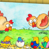 Carte de voeux des poussins de Pâques par Nicole J