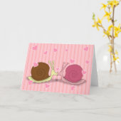 Carte de vœux d'escargots amoureux (Fleur jaune)