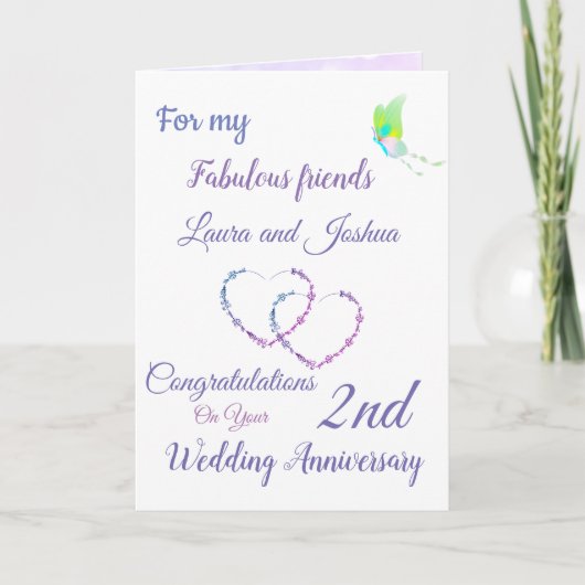 Carte de voeux design pour le 2e anniversaire de S (Devant)