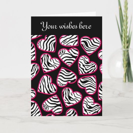 Carte de voeux design pour les coeurs Zebra (Devant)