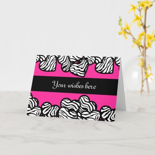 Carte de voeux design pour les coeurs Zebra (Fleur jaune)