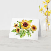 Carte de voeux, Dessin de bouquet de tournesol (Fleur jaune)