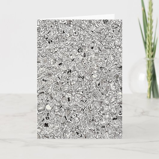 Carte de vœux dessinée avec des visages de dessin (Devant)