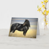 Carte de voeux d'étalon de mustang (Fleur jaune)