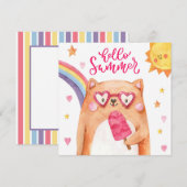 Carte de voeux d'été à Popsicle Cat Cute (Devant / Derrière)
