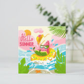 Carte de vœux d'été Bonjour pastèque joyeuse (Debout devant)