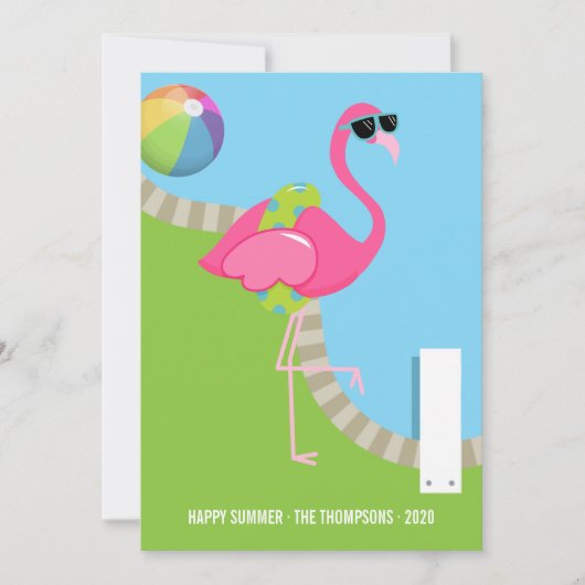 Carte de vœux d'été Flamant Rose Cool (Devant)