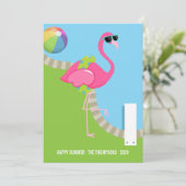 Carte de vœux d'été Flamant Rose Cool (Debout devant)