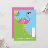 Carte de vœux d'été Flamant Rose Cool (Devant/Arrière en situation)