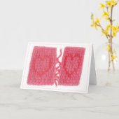 CARTE DE VŒUX DEUX CŒURS COUSUS (Fleur jaune)