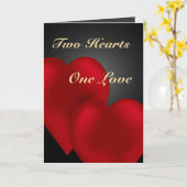 Carte de vœux Deux cœurs de velours rouge Un amour (Fleur jaune)