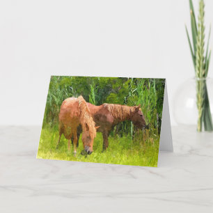 Carte de voeux - Deux Ponies sauvages à Assateague