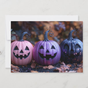 Carte de vœux d'Halloween à paillettes noires et v