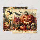 Carte de vœux d'Halloween ancienne illustration (Devant / Derrière)