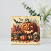 Carte de vœux d'Halloween ancienne illustration (Debout devant)