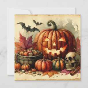 Carte de vœux d'Halloween ancienne illustration