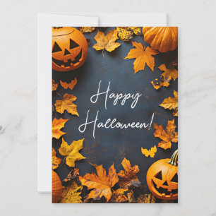 Carte de vœux d'Halloween aux citrouilles rustique