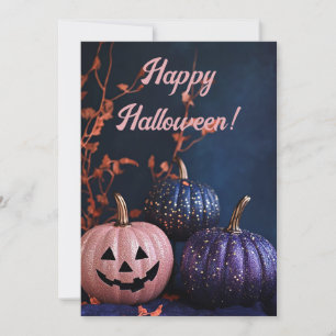 Carte de vœux d'Halloween avec citrouilles
