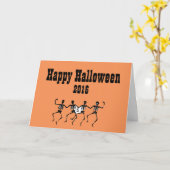 Carte de voeux d'Halloween avec crâne dansant (Fleur jaune)