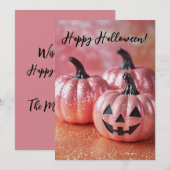 Carte de vœux d'Halloween Citrouilles Pailletées (Devant / Derrière)
