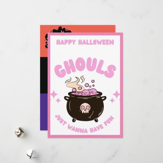 Carte de vœux d'Halloween, Création adorable pour  (Devant/Arrière en situation)