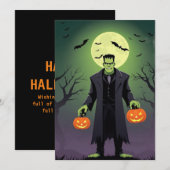 Carte de vœux d'Halloween de Frankenstein (Devant / Derrière)