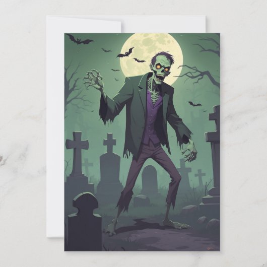 Carte de vœux d'Halloween – Élan de zombie (Devant)