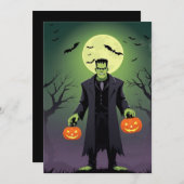 Carte de vœux d'Halloween Frankenstein (Devant / Derrière)