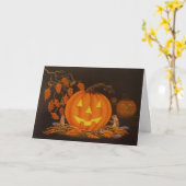 Carte de voeux d'Halloween, Jack-O-Lantern, chipmu (Fleur jaune)
