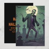 Carte de vœux d'Halloween – Zombie Zest (Devant / Derrière)