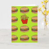Carte de voeux d'hamburger et de fritures (Fleur jaune)