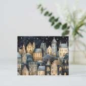 Carte de voeux d'hiver blanche de village de charm (Debout devant)