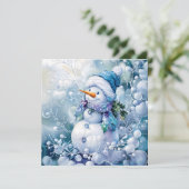 Carte de voeux d'hiver bleue (Debout devant)