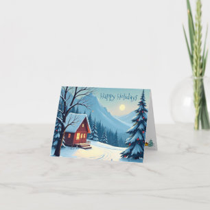 Carte de vœux d'hiver de chalet de montagne