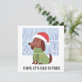 Carte de vœux d'hiver pour teckel (Debout devant)