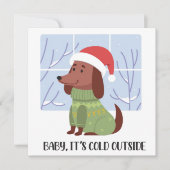 Carte de vœux d'hiver pour teckel (Devant)