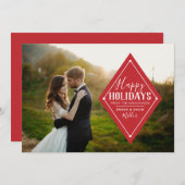 Carte de vœux diamant pour jeunes mariés avec phot (Devant / Derrière)