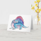 Carte de voeux Dimetrodon (Fleur jaune)