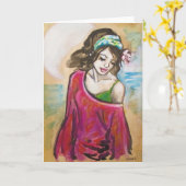 Carte de voeux d'impression d'art "de fille de (Fleur jaune)